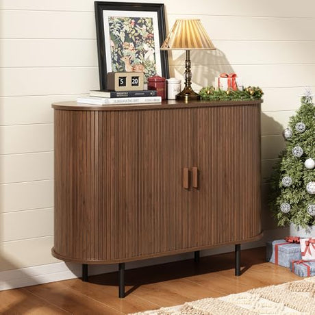 ONBRILL 40" Sideboard Buffet Cabinet with Storage, Storage Cabinet with Sliding Door & Adjustable Shelf, Modern Accent Coffee Bar Console Table for Kitchen, Entryway, Walnut ONBRILL