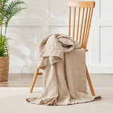 Kozyhvn Cooling Throw Blanket Twin XL 66" x 90", 6 Layers Muslin Blankets 100% Cotton, Breathable and Lightweight Twin Blanket for Bed, Soft Bedspread, Gauze Bedding for All Season, Beige Linen Kozyhvn