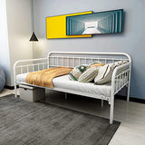HOMERECOMMEND Multi-Purpose Metal Daybed Frame Heavy Duty Metal Slats Sofa Bed Platform Mattress Foundation Economic Day Bed White Color Twin Size. HOMERECOMMEND