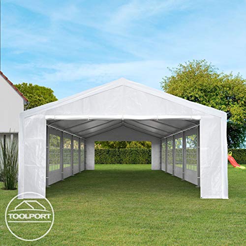 TOOLPORT Party Tent 13x20 ft Canopy PE 350 N Tarpaulin 100% Waterproof White Garden Tent TOOLPORT