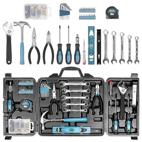 Tool Kit for Home, 144 Piece Hand Tool Set with Storage Box, General Basic Repair Tool Set with Hammer, Pliers, Wrenches, Voltage Tester, Measure Tape, Screwdriver Bits Zeite
