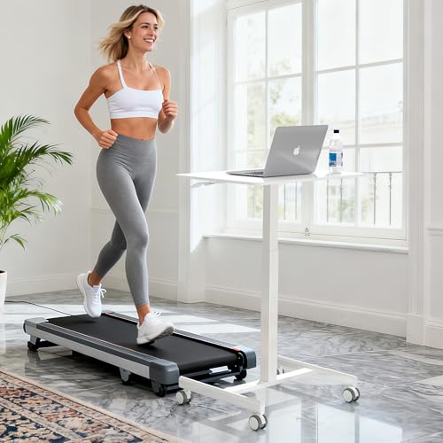 Adjustable Height Standing Desk on Wheels, Portable Rolling Desk and Laptop Stand, Walking Pad Desk | Rolling Standing Table for Home Office, Small Computer Workstation Simple Deluxe