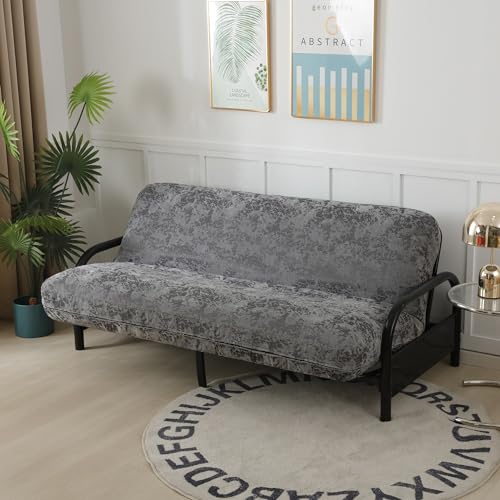 OctoRose Full Size 54x75x8inch 3 Side Zipper Chenille Grey Relif Futon Cover Sofa Daybed Couch Mattress Slipcover (Chenille-Grey-Relief, Full Size) OctoRose