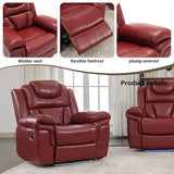 Olodumare Leather Recliner Chair with Adjustable Backrest, Modern Home Theater Seating with LED Light Strip for Living Room, Bedroom, Home Theater, RV(Wine Red)