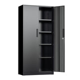 INTERGREAT Black Metal Storage Cabinet, 72" Locking Steel Cabinets with 2 Door and 4 Adjustable Shelves, Tall Metal Cabinet for Home Office, Garage, Warehouse INTERGREAT