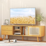 Byroce Bamboo Stand for TVs up to 65’’, Natural Byroce