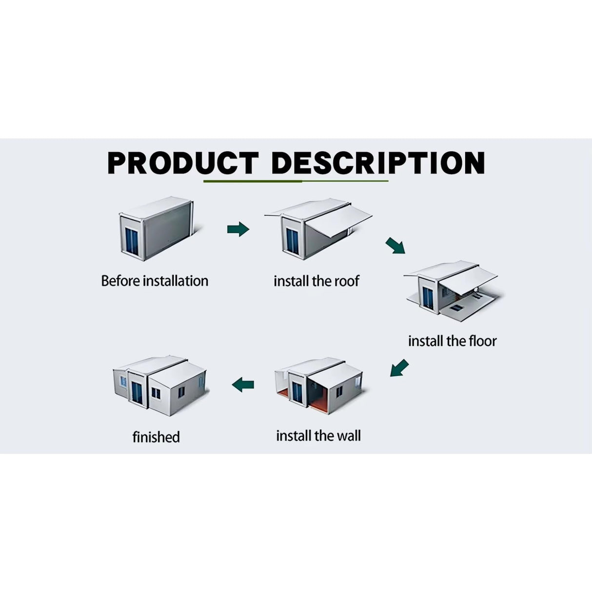 Tiny House Prefab Tiny Home for Sale, 2 Bedrooms Container House with Bathroom and Kitchen, Modular Prefab Home, Expandable Tiny Homes to Live in for Adults Generic