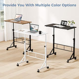 DUMOS 31.5" Adjustable Height Mobile Desk with Locking Wheels & Pin-Lock, Portable Workstation for Walking Pad & Active Home Office, Black DUMOS