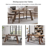 SAINTCY 70.86" Oval Dining Table for 6-8 People, Wood Kitchen Table, Rustic Dinner Room Table with Sturdy Tapered Legs, Home Furniture Kitchen Table for Kitchen, Living Room (Brown) SAINTCY