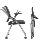 Buokaiw Foldable Office Chair,Folding Office Chair with Wheels, Leather Conference Training Chairs,Portable Padded Office Chairs. Backrest Bouncy,for Home Office Conference Gaming.Black(1 Pcs) Buokaiw