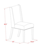 East West Furniture FLP6T24 Florence Parson Dining Room Chairs - Nailhead Trim Black Linen Fabric Padded Chairs, Set of 2, Wirebrushed Black East West Furniture