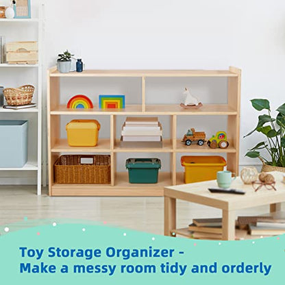 TOOKYLAND 8-Section Montessori Wood Storage Cabinet for Kids' Books and Toys - WoodArtSupply