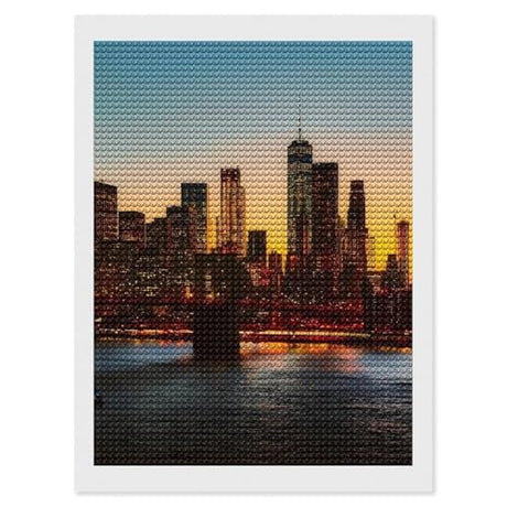 New York City Manhattan Bridge Skyline Diamond Art Painting Kits for Adults Full Drill 5D DIY Craft for Home Decor Gift 12"x16" WoodArtSupply