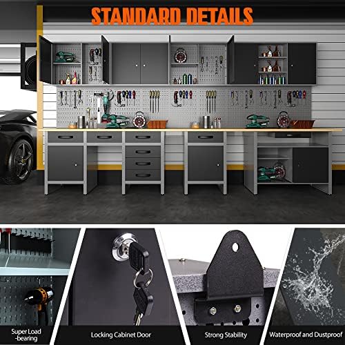 JZD Metal Wall Mounted Storage Tool Cabinet for Garage Basement - WoodArtSupply