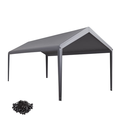 Gardesol Carport Replacement Canopy, Replacement Top Cover for 10' x 20' Carport Frame, 180G Waterproof & UV Protected Tarp with Ball Bungees, Gray, Only Top Cover, Frame is not Included Gardesol