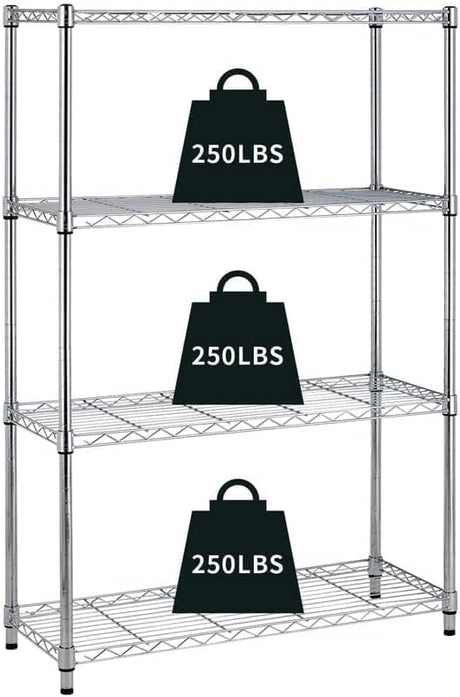 4-Tier Storage Shelves Adjustable,Wire Shelving Heavy Duty Storage Rack(250 Lbs Loading Capacity/Shelf) Metal Shelf Organizer Wire Rack Shelf for MGHH