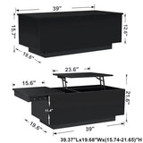 HOMMPA LED Coffee Table for Living Room Lift Top Coffee Tables with Power Outlet Black Morden Center Table with Storage Hidden Compartment High Gloss Lift Tabletop HOMMPA