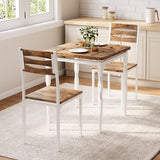 GarveeHome Dining Table Set for 2, Dining Table and Chairs Set of 2, 3 Piece Dining Table Set with Spiral Table Legs for Small Spaces, Kitchen, Apartment, White Brown GarveeHome