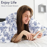 LONAVA King Botaincal 3 Pcs Duvet Cover Set, Breathable Soft Microfiber Navy Lining Comforter Cover with Zipper Closure, and 2 Anti-Pilling, Fade Resistant Pillowcases, Blue Forest LONAVA