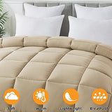 Cosybay Down Alternative Comforter (Beige, Full) - All Season Soft Quilted Full Size Bed Comforter - Duvet Insert with Corner Tabs -Winter Summer Warm Fluffy, 82x86 inches Cosybay