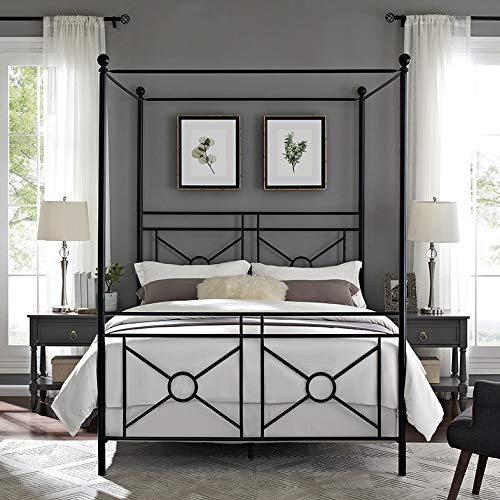 Crosley Furniture Montgomery Canopy Bed Set, Black, Queen Crosley Furniture
