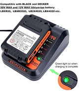 Kotoate 20V MAX Fast Battery Charger Compatible with Black and Decker 12V 20V Lithium Battery, Replacement for Black and Decker Lithium Charger 20V Battery LBXR20 LBXR2020 BDCAC202B Charger Kotoate