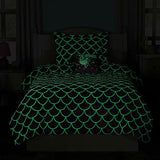 Wink Deer Twin Comforter Set for Girls-3 Pieces Mermaid Glow in the Dark Twin Bedding Sets for Kids,1 Comforter,1 Sham and 1 Decor Pillow Wink Deer
