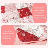 Whale Flotilla Patchwork Quilt Twin Size, Extra Soft Boho Floral Bedspreads for Bed Reversible Lightweight Twin Quilt Bedding Set Printed Coverlets with 1 Pillow Sham for All Seasons, Red Whale Flotilla