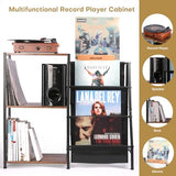 HYCFYJR Record Player Stand, 3-Tier Vinyl Record Storage, Turntable Stand with Now Playing Holder, Vinyl Display for Living Room, Rustic Brown HYCFYJR