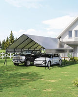 Garvee 20'x25'x13.4' Metal Carport, Heavy Duty Car Ports Kit All-Weather for 2 Full-Size Pickup Trucks, Boats, RVs, Tractors, Reinforced Frame with Anchors Garvee