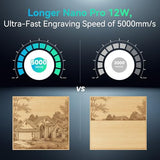Longer Nano Pro 12000mW Laser Engraver 5000mm/s High-Speed Laser Engraving and Cutter Precision 0.01 * 0.01mm CNC, DIY Laser Cutter and Engraver Machine for Wood, Metal, Paper, Acrylic, Leather, Glass Longer