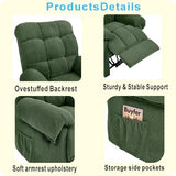 KEIKI Recliner Chair, Upholstered Nursery Rocker Reclining Chair with Side Pocket, Single Sofa Armchair for Living Room, Bedroom, Nursing, Reading, Army Green