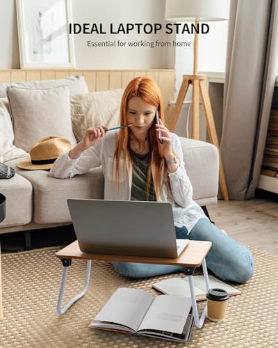 Ruxury Foldable Lap Desk Laptop Stand Bed Desk Table Tray, Breakfast Serving Tray, Portable & Lightweight Mini Table, Lap Tablet Desk for Sofa Couch Floor - Wood Ruxury
