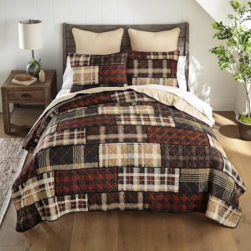 Donna Sharp Twin Bedding Set - 2 Piece - LJ Plaid Twin Quilt Set with Quilt and One Standard Pillow Sham - Machine Washable Donna Sharp