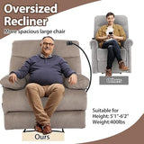 Chizzyseat Manual Oversized Recliner Chair for Heavy Duty Adults 400lbs Extra Wide Recliner with Phone Holder Big Man Recliners for Living Room Bedroom Nursery RV Brown