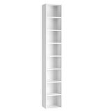 FOTOSOK 8-Tier Media Tower Rack, 11.6 X 9.3 X 70.9 Inches CD DVD Slim Storage Cabinet with Adjustable Shelves, Tall Narrow Bookcase Display Bookshelf for Home Office, White FOTOSOK