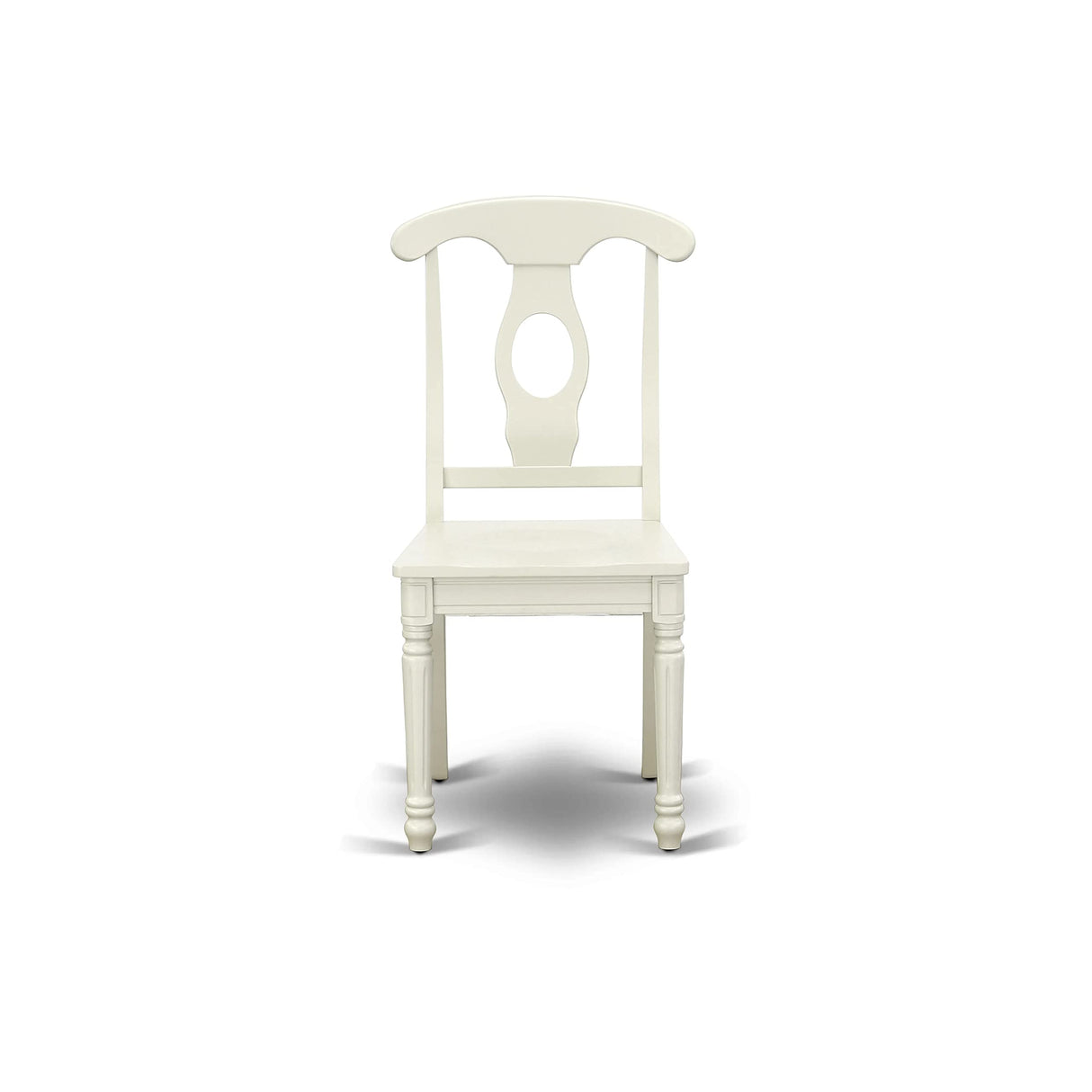 East West Furniture KEC-LWH-W Kenley Dinette Chairs - Napoleon Back Solid Wood Seat Kitchen Chairs, Set of 2, Linen White East West Furniture