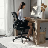 Flash Furniture Kelista Mid-Back Swivel Office Chair with Adjustable Seat Height, Ergonomic Mesh Desk Chair with Flip-Up Armrests, Black Flash Furniture