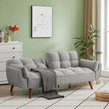 Betoko Convertible Futon Sofa Bed Sleeper Twin Size, Modern Reclining Linen Split Back Sofa Couch with Pillow Top Arm for Compact Living Room,Apartment (Grey) Betoko