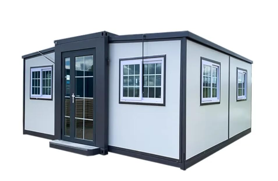 Generic Prefab Expandable Container, Folding House,(19 x 20FT) Container Guest House Building Tiny Home Modern Sturdy Portable Prefabricated Houses to Live in, white - WoodArtSupply