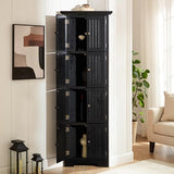 EMOBACO 72" Tall Corner Cabinet, 4-Tier Kitchen Pantry Storage Cabinet with 8 Doors and Adjustable Shelves, Home Farmhouse Bookshelf for Office Bathroom, Living Room, Black EMOBACO