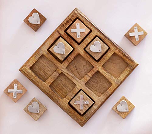 Tic Tac Toe Wooden Board Game, Table Toy Player Room Decor Tables Family XOXO Decorative Pieces Adult Rustic Kids Play Travel Backyard Discovery Night Level Drinking Romantic Decorations. EARTHLY HOME