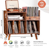 UODERS Record Player Stand, Large Record Player Table Cabinet with Open Vinyl Storage and Display Shelf Holds up to 350 Albums, Mid Century Wood Turntable for Living Room, Bedroom (Brown) UODERS