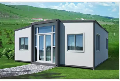 40 ft Modern 2024 Luxury Prefab Villa, Insulated Portable Expandable Container 2 Bedrooms. Mobile Tiny Home with Free Electric Water Heater Tiny Backyard House, Movable, foldable, and Expandable