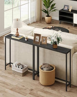 VASAGLE Console Table, Entryway Table, One Piece Top, Easy Assembly, for Hallway, Bedroom, Living Room, 1 Tier, 7.9 x 31.5 x 32 Inches, Charcoal Gray and Ink Black ULNT035BA01S VASAGLE