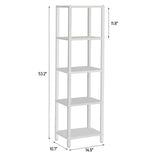 TUTOTAK Bookshelf, 5-Tier Tall Book Shelf, Narrow Bookcase for Small Space, DIY Stackable Bookshelf, for Living Room, Office, Study, Entryway, Industrial, White BS01BW005 TUTOTAK