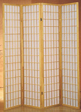 GTU Furniture Japanese Style 4 Panels Wood Shoji Room Divider Screen Oriental for Home/Office (Natural) GTU Furniture