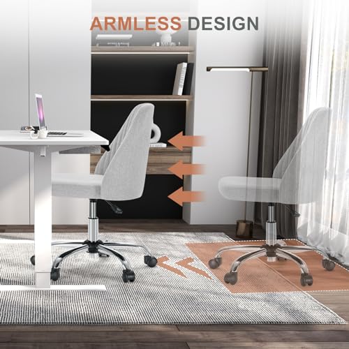 DUMOS Office Chair, Comfy Desk Chair Rolling Vanity Swivel Task Chairs with Wheels, Wide Seating Armless Height Adjustable Computer Chairs for Home,Bedroom,Student,Adults, Classic Grey DUMOS