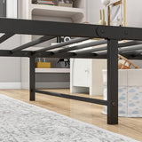 BOFENG Twin Bed Frame with Wood Headboard and USB Charging Station/LED Lights,Metal Single Platform Bed Frame Twin Size No Box Spring Needed,Heavy Duty Metal Slats Support,Noise Free,Black BOFENG