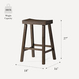 Maven Lane Vincent Counter Stool – 26 Inches – Rectangular Stool with Footrest – Brown Solid Wood – Space-Saving Design for Kitchen Counters & Islands Maven Lane